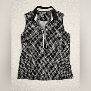 Tail womens quarter tip sleeveless collard top black size med
